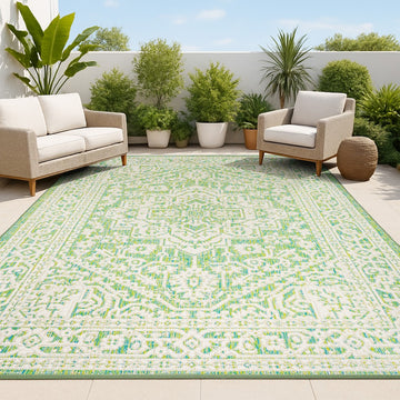 Sinjuri Medallion Textured Weave Indoor/outdoor Area Rug